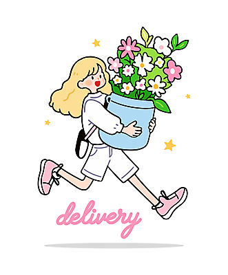 전신 여자 꽃 행복 화분 어린이 분홍색 일러스트 한명 들기 소녀 달리기 꽃집 꽃배달 소녀한명만 일러캐릭터 AI파일 식물 캐릭터 1 감정 컬러 모션 사람 상점 배송 여자한명만 소녀만 파일형식 벡터