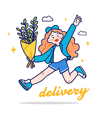 전신 여자 행복 어린이 꽃다발 잎 일러스트 선물 한명 들기 소녀 달리기 노란색 손들기 점프 꽃집 꽃배달 소녀한명만 일러캐릭터 AI파일 식물 캐릭터 1 꽃 감정 컬러 모션 사람 상점 배송 여자한명만 소녀만 파일형식 벡터