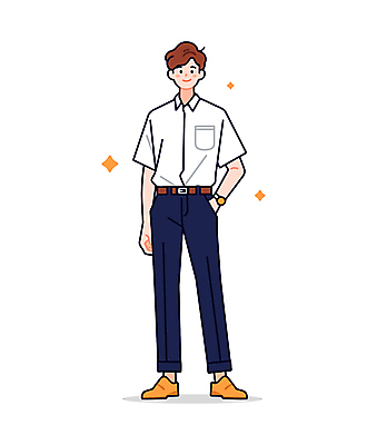 전신 남자 일러스트 비즈니스 친절 직업캐릭터 한명 서기 미소 성인 구직 업무 직장인 직원 주머니손 입사 성인남자한명만 일러캐릭터 AI파일 직업 캐릭터 1 컨셉 모션 표정 사람 작업 남자한명만 성인남자만 파일형식 벡터