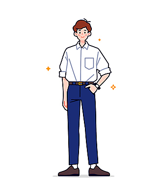 전신 남자 일러스트 비즈니스 친절 직업캐릭터 한명 서기 미소 성인 구직 업무 직장인 직원 주머니손 입사 성인남자한명만 일러캐릭터 AI파일 직업 캐릭터 1 컨셉 모션 표정 사람 작업 남자한명만 성인남자만 파일형식 벡터