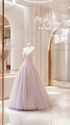 JPG 편집이미지 분홍색 웨딩드레스 결혼 결혼식 조명 실내 사람없음 상점 전시 화려 우아함 마네킹 웨딩샵 편집실사 AI포토 AI콘텐츠 드레스 컬러 컨셉 이벤트 내부 CG 파일형식