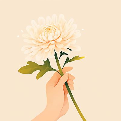 JPG 손 꽃잎 일러스트 국화 신체부위 잡기 심플 베이지색 국내일러스트 AI일러스트 AI콘텐츠 꽃 컬러 모션 사람 파일형식