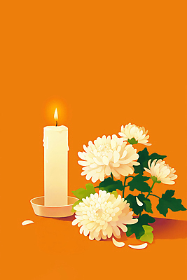 JPG 꽃잎 일러스트 촛불 국화 따뜻함 사람없음 주황색 심플 국내일러스트 AI일러스트 AI콘텐츠 꽃 컬러 초 파일형식