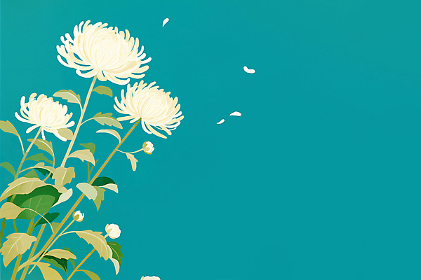 JPG 꽃잎 일러스트 국화 사람없음 심플 청록색 국내일러스트 AI일러스트 AI콘텐츠 꽃 컬러 파일형식