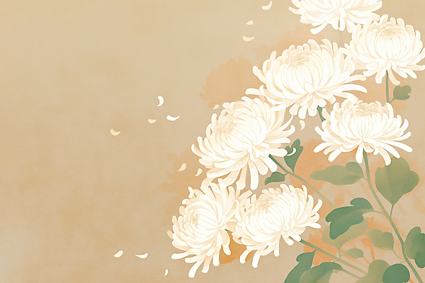 JPG 꽃잎 일러스트 국화 사람없음 갈색 심플 국내일러스트 AI일러스트 AI콘텐츠 꽃 컬러 파일형식