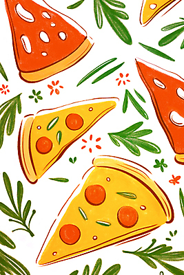 JPG 패턴 일러스트 피자 사람없음 이탈리아음식 토핑 국내일러스트 AI일러스트 AI콘텐츠 무늬 패스트푸드 서양음식 파일형식