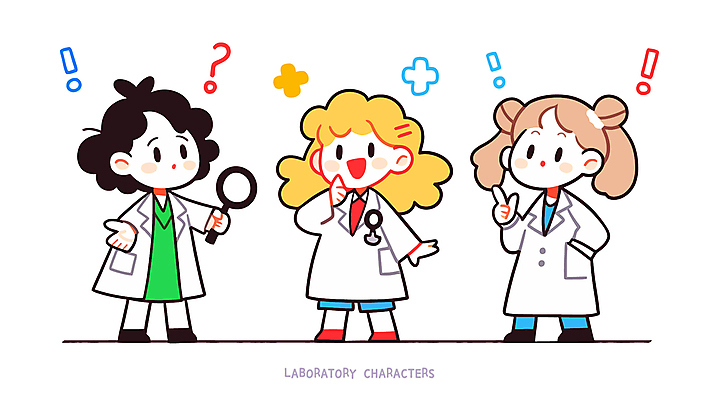 전신 여자 어린이 인물캐릭터 일러스트 돋보기 직업캐릭터 실험 들기 소녀 세명 귀여움 물음표 흰색 가리킴 가운 실험복 느낌표 연구원 소녀만 일러캐릭터 AI파일 직업 캐릭터 기호 옷 컬러 컨셉 모션 사람 손짓 여자만 어린이만 파일형식 벡터