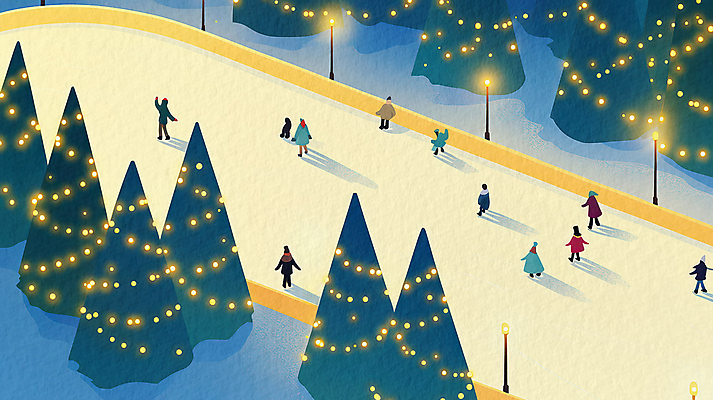 PSD 나무 여자 남자 어린이 겨울 일러스트 조명 새해 그림자 여러명 성인 스케이트 야간 감성 쌓인눈 아이스링크 알전구 국내일러스트 자연요소 식물 계절 스포츠용품 다수 컨셉 전구 사람 파일형식