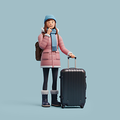 전신 PSD 편집이미지 여자 배낭 털모자 3D캐릭터 한명 서기 미소 성인 파란색 3D 손들기 캐리어 목도리 잡기 겨울여행 성인여자한명만 편집3D 캐릭터 모자_잡화 1 잡화 컬러 여행 겨울 가방 모션 표정 사람 여행가방 디지털합성 여자한명만 성인여자만 파일형식