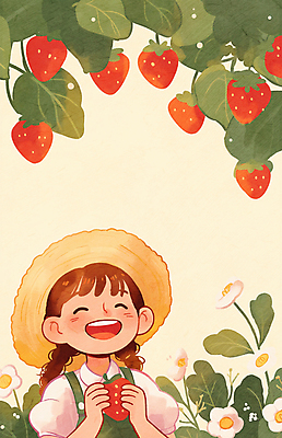 JPG 전신 모자 여자 꽃 어린이 일러스트 딸기 한명 미소 웃음 들기 소녀 체험 딸기따기 소녀한명만 국내일러스트 AI일러스트 AI콘텐츠 식물 1 잡화 컨셉 과일 모션 표정 사람 여자한명만 소녀만 파일형식