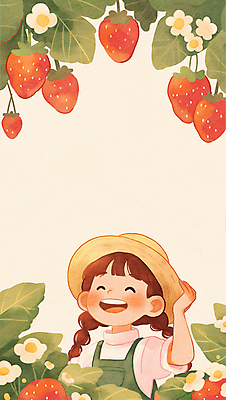 JPG 전신 모자 여자 꽃 어린이 일러스트 딸기 한명 미소 웃음 소녀 손들기 잡기 체험 딸기따기 소녀한명만 국내일러스트 AI일러스트 AI콘텐츠 식물 1 잡화 컨셉 과일 모션 표정 사람 여자한명만 소녀만 파일형식