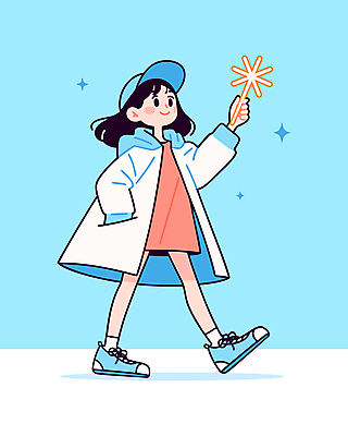 전신 모자 여자 어린이 하늘색 일러스트 한명 미소 들기 소녀 반짝임 걷기 희망 주머니손 요술봉 소녀한명만 일러캐릭터 AI파일 캐릭터 1 잡화 감정 모션 표정 사람 파란색 여자한명만 소녀만 파일형식 벡터