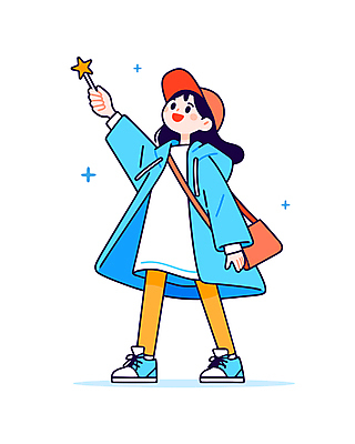 전신 모자 여자 어린이 하늘색 일러스트 한명 서기 미소 들기 소녀 반짝임 희망 크로스백 요술봉 손뻗기 소녀한명만 일러캐릭터 AI파일 캐릭터 1 잡화 감정 가방 모션 표정 사람 파란색 여자한명만 소녀만 파일형식 벡터