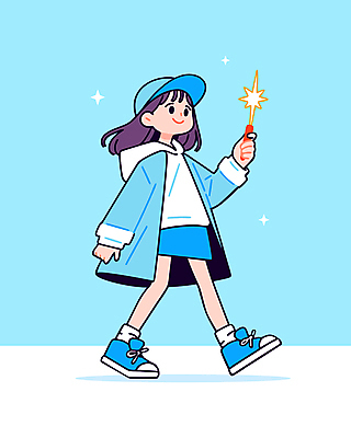 전신 모자 여자 어린이 하늘색 일러스트 한명 미소 들기 소녀 반짝임 걷기 희망 요술봉 소녀한명만 일러캐릭터 AI파일 캐릭터 1 잡화 감정 모션 표정 사람 파란색 여자한명만 소녀만 파일형식 벡터