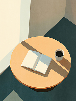 PSD 여유 커피 일러스트 탁자 휴식 그림자 사람없음 책 햇빛 편안함 창가 베이지색 국내일러스트 감정 음료 컬러 가구 컨셉 창문 태양 감각 파일형식