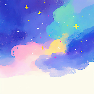 JPG 구름 일러스트 풍경 사람없음 파란색 물감 감성 성운 파스텔톤 몽환 국내일러스트 AI일러스트 AI콘텐츠 자연요소 컬러 컨셉 우주 미술도구 파일형식