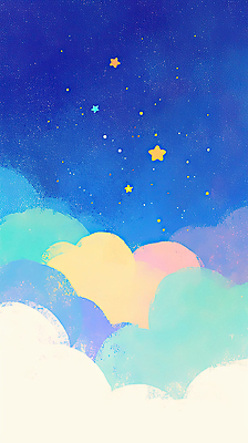 JPG 구름 별 일러스트 풍경 사람없음 파란색 물감 감성 성운 파스텔톤 몽환 국내일러스트 AI일러스트 AI콘텐츠 자연요소 컬러 컨셉 우주 미술도구 파일형식