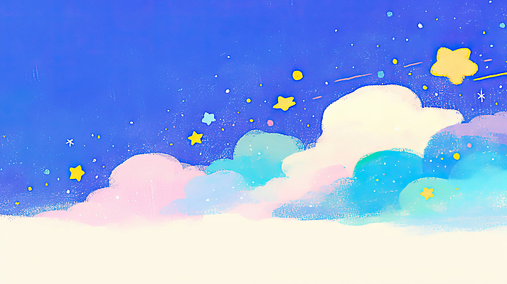 JPG 구름 별 일러스트 풍경 사람없음 파란색 물감 감성 성운 파스텔톤 몽환 국내일러스트 AI일러스트 AI콘텐츠 자연요소 컬러 컨셉 우주 미술도구 파일형식