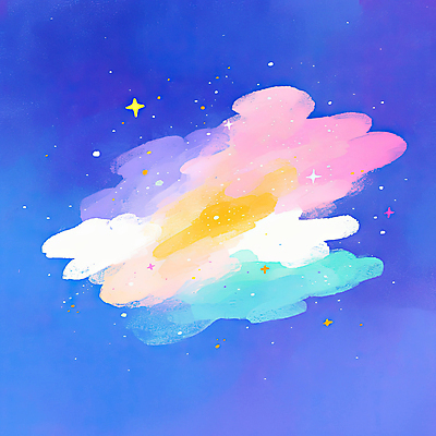 JPG 구름 일러스트 풍경 사람없음 파란색 물감 감성 성운 파스텔톤 몽환 국내일러스트 AI일러스트 AI콘텐츠 자연요소 컬러 컨셉 우주 미술도구 파일형식
