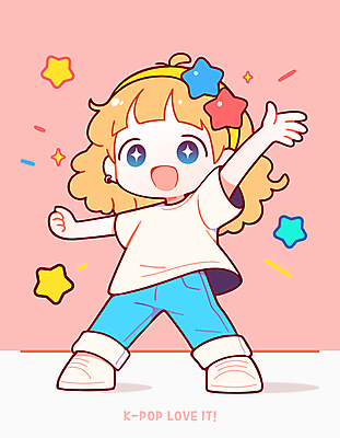 전신 여자 별 어린이 분홍색 일러스트 한명 미소 소녀 반짝임 손들기 귀여움 춤 머리띠 활기 퍼포먼스 케이팝 소녀한명만 일러캐릭터 AI파일 자연요소 캐릭터 1 음악 컬러 컨셉 장신구 모션 문화예술 표정 사람 여자한명만 소녀만 파일형식 벡터