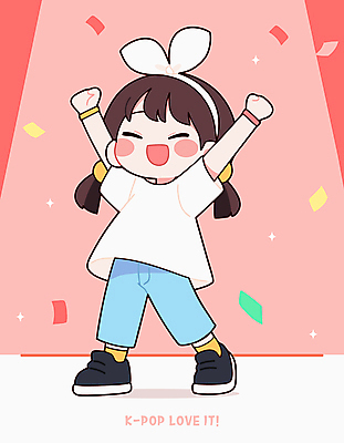 전신 여자 어린이 분홍색 일러스트 한명 미소 소녀 빛 반짝임 귀여움 만세 춤 꽃가루 활기 퍼포먼스 케이팝 소녀한명만 일러캐릭터 AI파일 캐릭터 1 음악 컬러 컨셉 모션 문화예술 표정 사람 가루 여자한명만 소녀만 파일형식 벡터