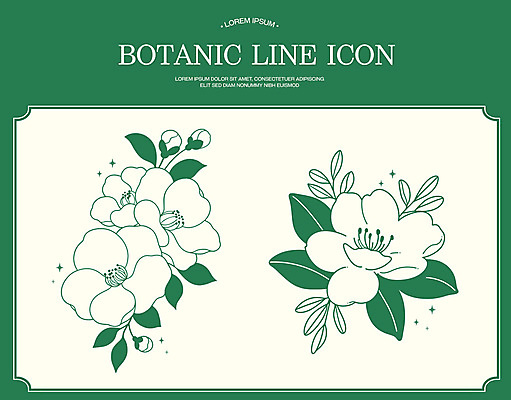 꽃 잎 라인일러스트 일러스트 사람없음 초록색 반짝임 빈티지 보테니컬아트 국내일러스트 AI파일 식물 컬러 컨셉 모션 파일형식 벡터