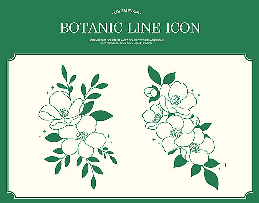 꽃 잎 라인일러스트 일러스트 사람없음 초록색 반짝임 빈티지 보테니컬아트 국내일러스트 AI파일 식물 컬러 컨셉 모션 파일형식 벡터