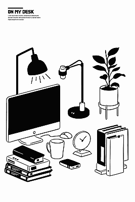 식물 화분 시계 일러스트 조명 사람없음 책 컵 컴퓨터 검은색 오브젝트 파일 국내일러스트 AI파일 식기 컬러 전자제품 파일형식 벡터