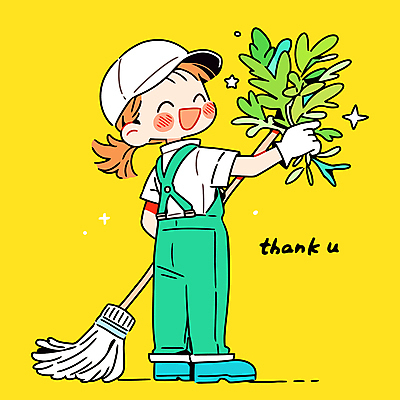 전신 식물 모자 여자 일러스트 직업캐릭터 작업복 한명 미소 웃음 성인 반짝임 노란색 환경 잡기 청소 감사 걸레 환경미화원 성인여자한명만 일러캐릭터 AI파일 직업 캐릭터 1 잡화 옷 감정 컬러 모션 표정 사람 청소도구 여자한명만 성인여자만 파일형식 벡터