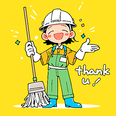 전신 모자 여자 일러스트 직업캐릭터 작업복 한명 미소 웃음 성인 반짝임 노란색 환경 잡기 청소 감사 걸레 환경미화원 성인여자한명만 일러캐릭터 AI파일 직업 캐릭터 1 잡화 옷 감정 컬러 모션 표정 사람 청소도구 여자한명만 성인여자만 파일형식 벡터