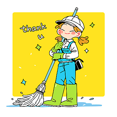 전신 모자 여자 일러스트 직업캐릭터 작업복 한명 미소 웃음 성인 반짝임 노란색 환경 잡기 빗자루 청소 감사 걸레 환경미화원 성인여자한명만 일러캐릭터 AI파일 직업 캐릭터 1 잡화 옷 감정 컬러 모션 표정 사람 청소도구 여자한명만 성인여자만 파일형식 벡터