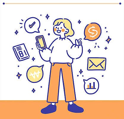 전신 응시 여자 말풍선 일러스트 그래프 한명 미소 들기 성인 금융 반짝임 스마트폰 달러 정보 가리킴 원화 주식 메신저 체크인 성인여자한명만 국내일러스트 AI파일 1 시선 돈 모션 표정 사람 손짓 경제 핸드폰 스마트기기 여자한명만 성인여자만 파일형식 벡터