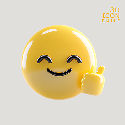 PSD 아이콘 얼굴 미소 웃음 사람없음 3D아이콘 노란색 3D 최고 광택 이모지 편집3D 컬러 표정 신체부위 디지털합성 파일형식