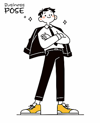 전신 남자 포즈 일러스트 한명 미소 성인 반짝임 팔짱 직장인 비즈니스맨 성인남자한명만 일러캐릭터 AI파일 직업 캐릭터 1 비즈니스 모션 표정 사람 남자한명만 성인남자만 파일형식 벡터