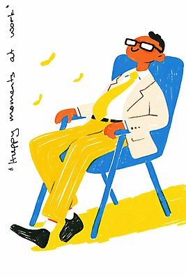 JPG 전신 남자 의자 일러스트 한명 미소 앉기 성인 노란색 성인남자한명만 안경낌 국내일러스트 AI일러스트 AI콘텐츠 1 안경 컬러 가구 모션 표정 사람 남자한명만 성인남자만 파일형식