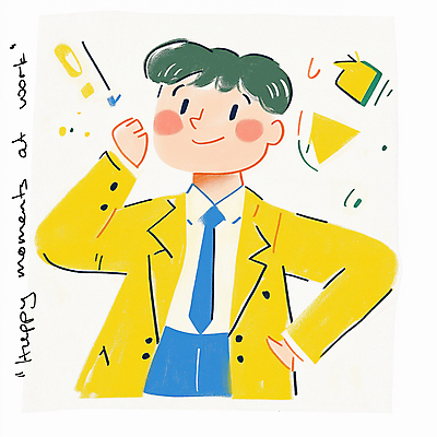 JPG 남자 일러스트 한명 미소 상반신 성인 노란색 손들기 파이팅 주머니손 성인남자한명만 국내일러스트 AI일러스트 AI콘텐츠 1 컬러 모션 표정 사람 남자한명만 성인남자만 파일형식