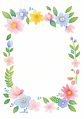 JPG 잎 일러스트 봄꽃 수채화 사람없음 컬러풀 꽃프레임 카피스페이스 국내일러스트 AI일러스트 AI콘텐츠 식물 꽃 컬러 프레임 봄 공백 파일형식