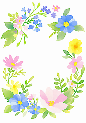 JPG 잎 일러스트 봄꽃 수채화 사람없음 컬러풀 꽃프레임 카피스페이스 국내일러스트 AI일러스트 AI콘텐츠 식물 꽃 컬러 프레임 봄 공백 파일형식