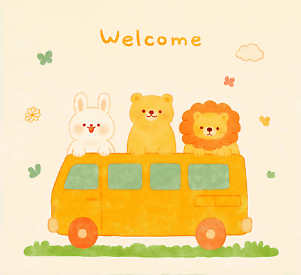 PSD 구름 꽃 나비 일러스트 곰 미소 잔디 사람없음 토끼 사자 스쿨버스 입학 환영 개학 국내일러스트 자연요소 식물 동물 교육 곤충 포유류 학교 버스 표정 반려동물 파일형식