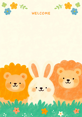 PSD 꽃 일러스트 미소 사람없음 토끼 사자 입학 환영 개학 카피스페이스 국내일러스트 식물 교육 포유류 학교 표정 반려동물 공백 파일형식