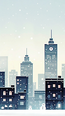 JPG 설경 일러스트 눈사람 하늘 사람없음 건물 도시 시계탑 쌓인눈 눈내림 국내일러스트 AI일러스트 AI콘텐츠 건축물 겨울 눈_날씨 풍경 탑 파일형식