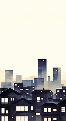 JPG 설경 야경 일러스트 하늘 사람없음 건물 도시 눈내림 국내일러스트 AI일러스트 AI콘텐츠 건축물 겨울 눈_날씨 풍경 야간 파일형식 풍경_경치