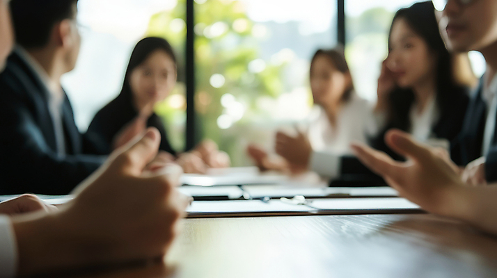 JPG 편집이미지 여자 남자 회의 여러명 성인 손들기 비즈니스맨 비즈니스우먼 토론 의료성형뷰티 성인만 편집실사 AI인물포토 AI콘텐츠 다수 비즈니스 모션 사람 직장인 CG 파일형식 AI포토