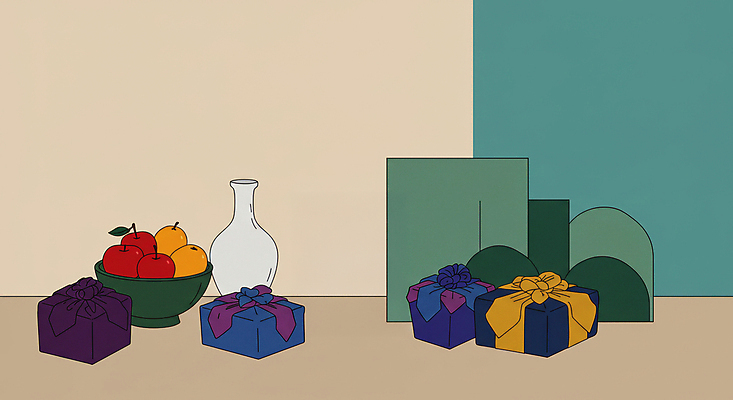 JPG 그릇 명절 일러스트 사람없음 선물상자 보자기 도자기 배 사과 선물세트 베이지색 국내일러스트 AI일러스트 AI콘텐츠 전통 식기 기념일 컬러 과일 선물 상자 파일형식 천_직물