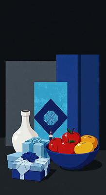 JPG 그릇 명절 일러스트 사람없음 파란색 선물상자 추석 검은색 보자기 도자기 배 사과 선물세트 국내일러스트 AI일러스트 AI콘텐츠 전통 식기 기념일 컬러 과일 선물 상자 파일형식 천_직물