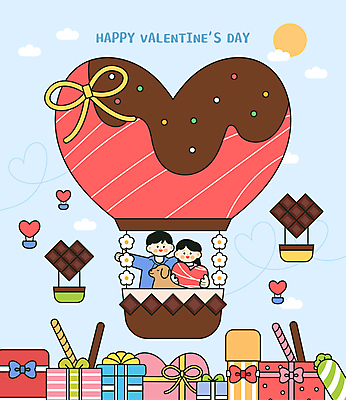 구름 커플 여자 남자 리본 일러스트 하늘 발렌타인데이 들기 이벤트 성인 두명 선물상자 태양 초콜릿 열기구 하트 강아지 승차 막대과자 성인만 국내일러스트 AI파일 자연요소 모양 관계 항공교통 모션 데이이벤트 디저트 선물 사람 반려동물 상자 과자 개 파일형식 벡터