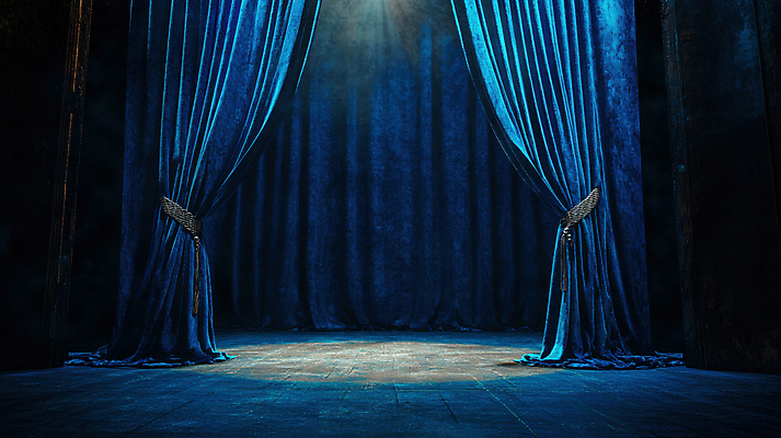 JPG 편집이미지 실내 사람없음 파란색 무대 커튼 천 디지털합성 질감 편집실사 AI포토 AI콘텐츠 컬러 내부 직물 CG 파일형식