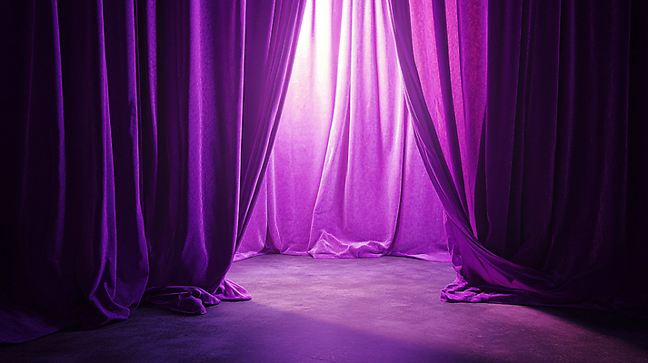JPG 편집이미지 실내 사람없음 보라색 무대 커튼 천 디지털합성 질감 편집실사 AI포토 AI콘텐츠 컬러 내부 직물 CG 파일형식