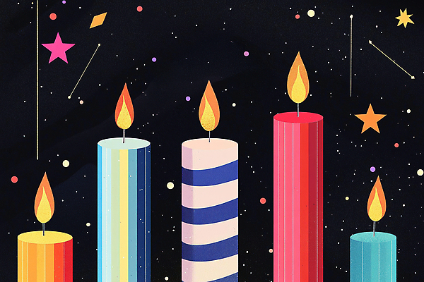 JPG 별 일러스트 촛불 밤하늘 사람없음 컬러풀 어둠 희망 별자리 디지털합성 국내일러스트 AI일러스트 AI콘텐츠 자연요소 감정 컬러 초 하늘 야간 파일형식