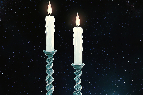 JPG 일러스트 촛불 밤하늘 사람없음 어둠 희망 디지털합성 촛대 양초꽂이 국내일러스트 AI일러스트 AI콘텐츠 감정 초 하늘 야간 꽂이 파일형식